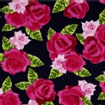 Benartex - English Rosey - Rose Bouquet in Navy