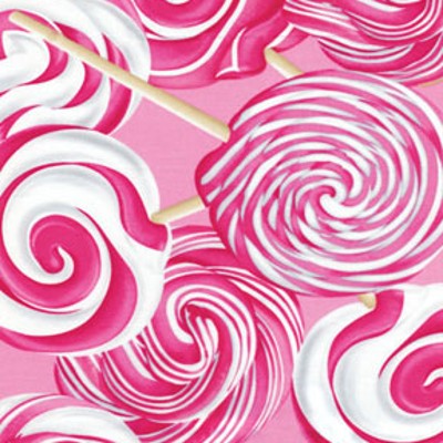 Benartex - Hugs and Kisses - Swirl Lollipops in Pink