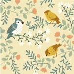 Birch Fabrics - Acorn Trail - KNIT - Bird And Branches in Cream