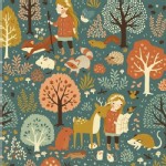 Birch Fabrics - Acorn Trail - Nature Hike in Cobalt