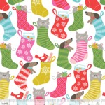 Blend Fabrics - Holiday - Even A Mouse - Stocking Stuffers in White