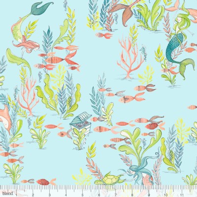 Blend Fabrics - Mermaid Days - At the Bottom of the Sea in Light Blue
