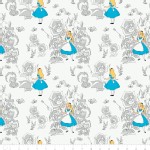 Camelot Fabrics - Alice In Wonderland - Golden Afternoon Tolile in Light Grey