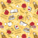 Camelot Fabrics - Disney Licensed - Beauty and the Beast - Friends  in Gold