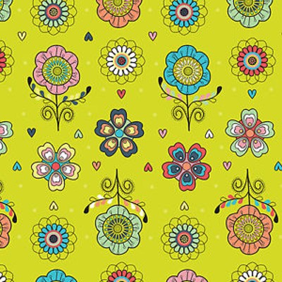 Camelot Fabrics - Petite Plume - Floral in Chartreuse