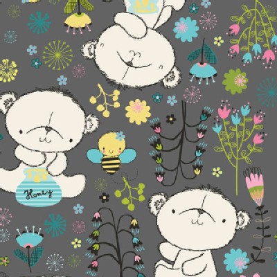 Camelot Fabrics - Theodore and Izzy - Theodore the Bear in Gray