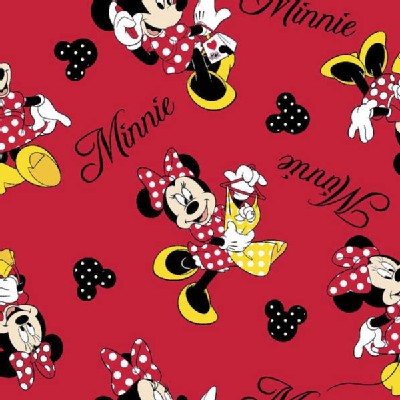 Character Prints - Mickey - Minnie Mouse Loves Shopping Toss in Red