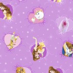 Character Prints - Princess - Beauty Beast Film Hearts in Lavender