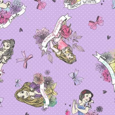 Character Prints - Princess - Disney Princess Badges Panel in Lavender
