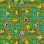 Character Prints - Super Heroes - KNIT - TMNT Faces in Green