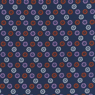 Cotton And Steel - Mustang - Flower Icons in Navy