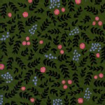 Cotton And Steel - Wonderland - Rose Garden in Moss Metallic