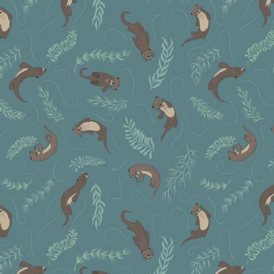 Lewis And Irene - Down By the River - Playful Otters in Teal