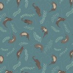 Lewis And Irene - Down By the River - Playful Otters in Teal