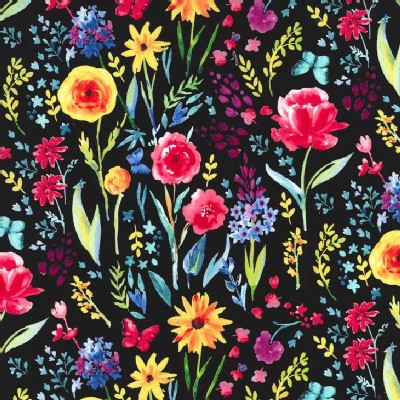 Michael Miller Fabrics - Florals - Garden Party - Meadow Menagerie in Black