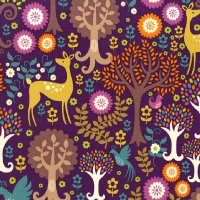 Michael Miller Fabrics - Kids - Norwegian Woods Too - Fantasy Forest in Purple