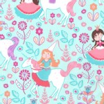 Michael Miller Fabrics - Kids - Princess Charming - Unicorn Princess in Seafoam