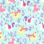 Michael Miller Fabrics - Kids - Princess Charming - Unicorn Frolic in Seafoam