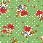 Quilt Gate - Dear Little World - Pocket Kitten Hearts in Green