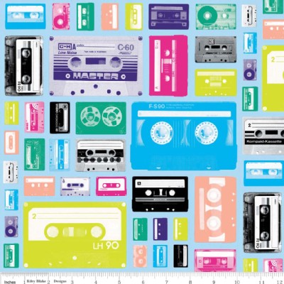 Riley Blake Designs - Geekly Chic - Cassettes in Blue