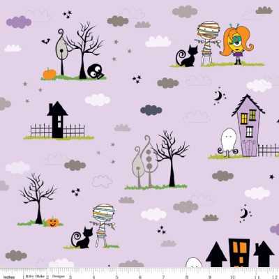 Riley Blake Designs - Halloween - Too Cute to Spook - Main in Purple