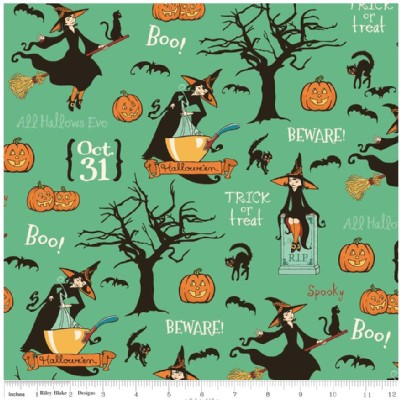 Riley Blake Designs - Halloween - Witch Main in Green
