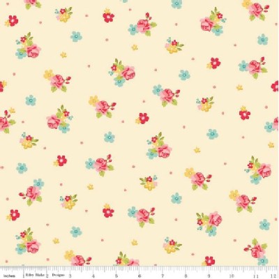 Riley Blake Designs - Hello Gorgeous - Flower Toss in Cream