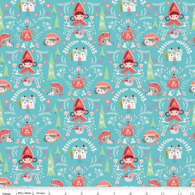 Riley Blake Designs - Little Red In the Woods - Damask in Teal
