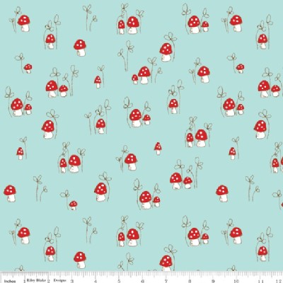 Riley Blake Designs - Little Red Riding Hood - Mushrooms in Aqua