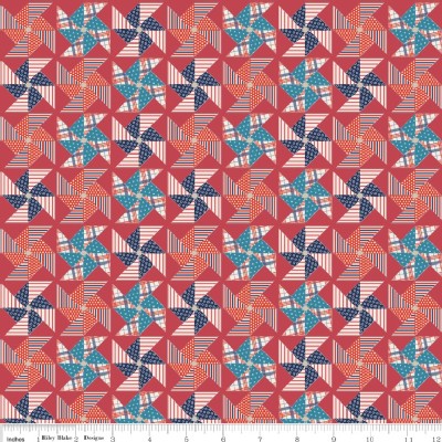 Riley Blake Designs - Stars and Stripes - Pinwheels in Red