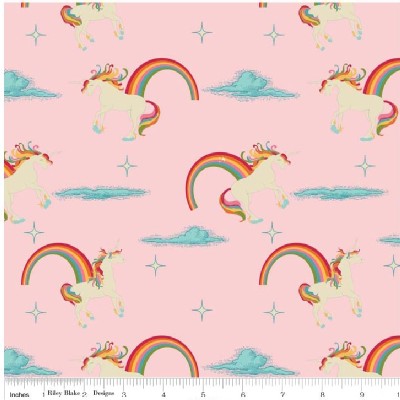 Riley Blake Designs - Unicorns and Rainbows - Unicorn Main in Pink