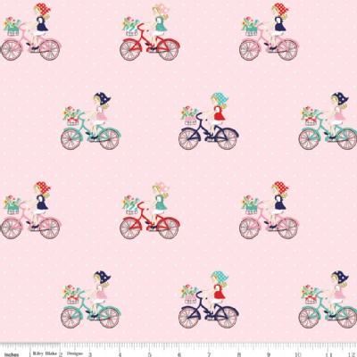 Riley Blake Designs - Vintage Market - Bike Ride in Pink