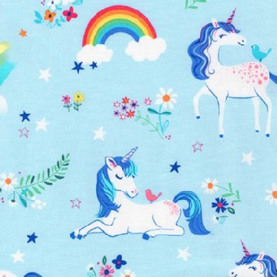Robert Kaufman Fabrics - Happy Little Unicorns - Unicorn in Blue