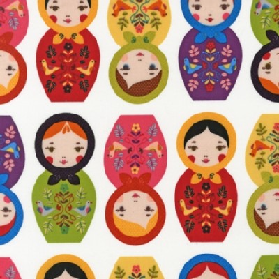 Robert Kaufman Fabrics - Little Kukla - Dolls in BRIGHT 