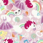 Timeless Treasures - Fun - Cats Unicorn Rainbows in Pink