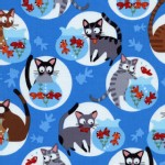 Timeless Treasures - Go Fish - Cat Play in Blue