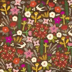 Windham Fabrics - Petite Fleurs Organic - Wood Swallows in Brown